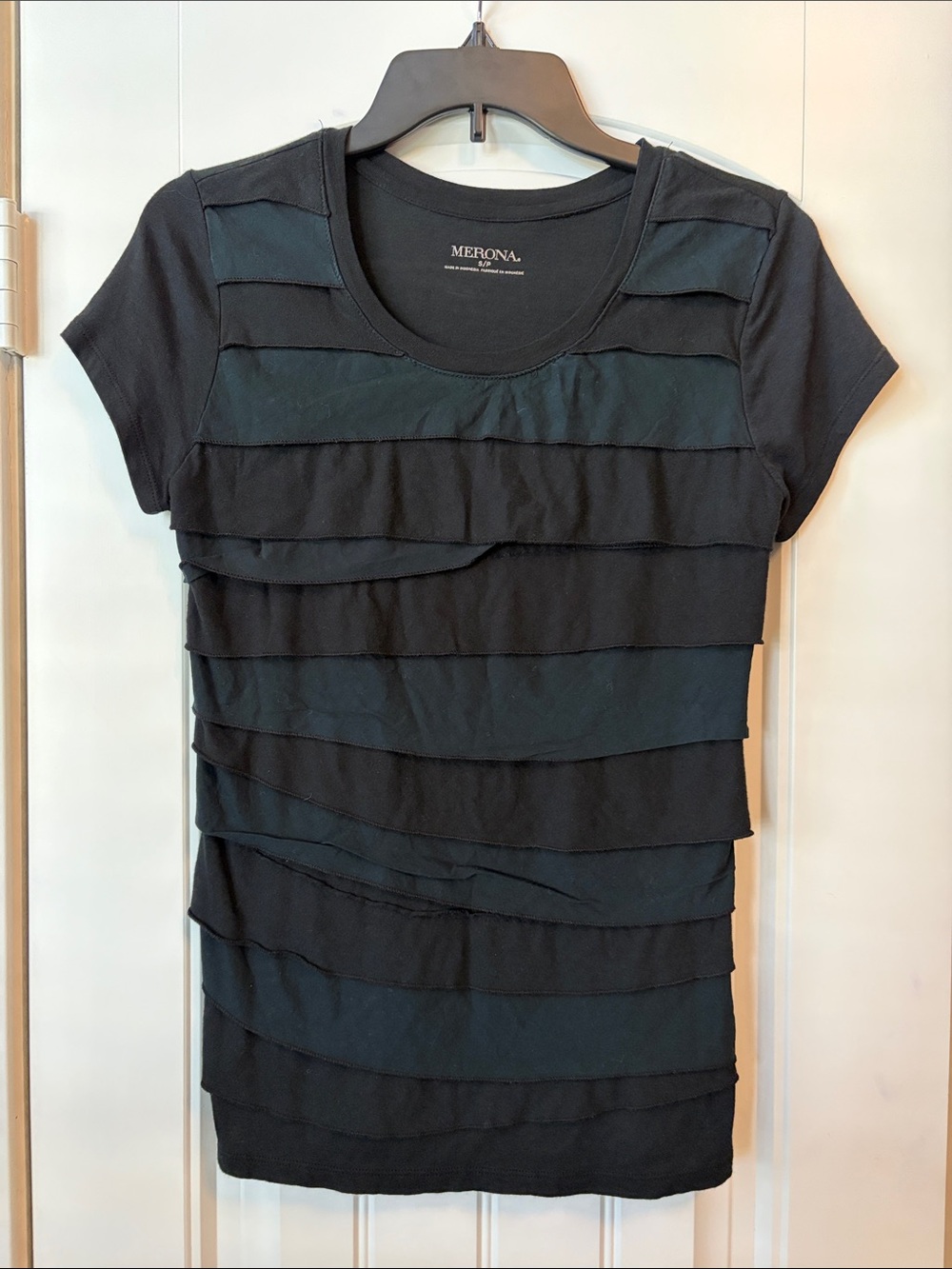 Merona Black Layered Tee with Short Sleeves